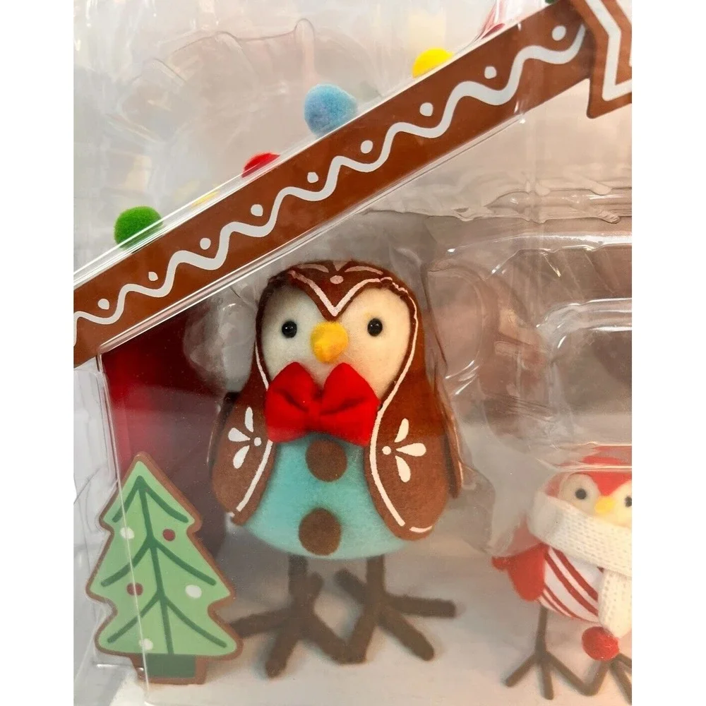 Target Wondershop‎ 4pc Featherly Friends Gingerbread Fabric Birds Set 2023 NEW